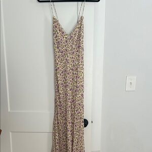 Zara Purple and Cream Floral Maxi Dress